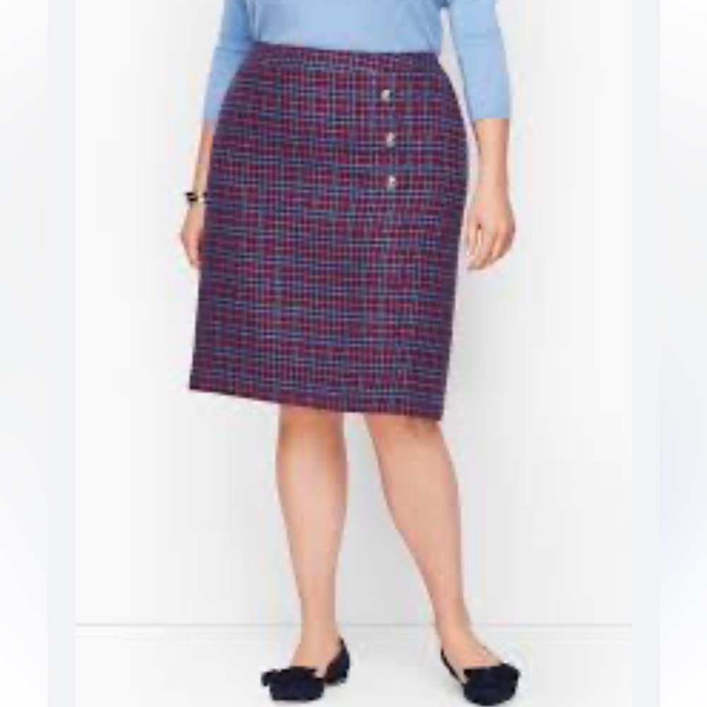 Talbots Blue and Pink Faux Wrap Mini Skirt
